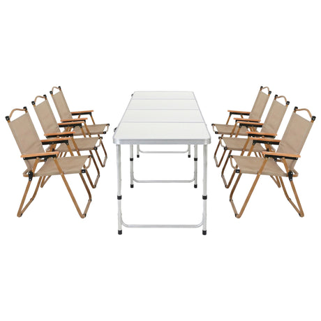 Weisshorn 7pc Camping Table Chair Set Outdoor Folding Aluminium Portable Picnic