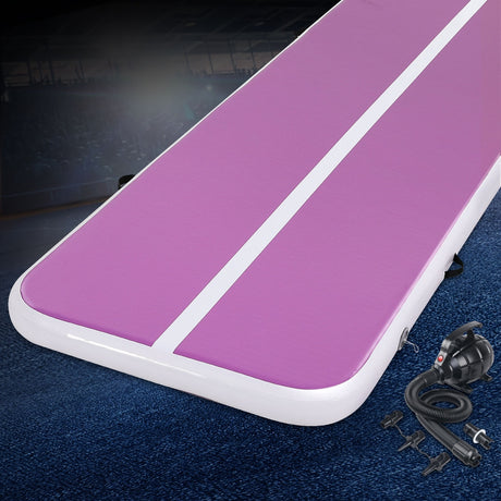 Everfit 3M Air Track Gymnastics Tumbling Exercise Yoga Mat W/ Pump Inflatable Purple