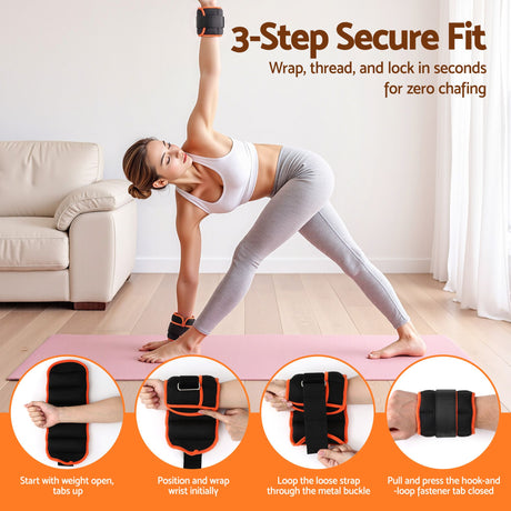 Everfit Adjustable Ankle Weights, 1 Pair (0.9-4.55Kg) Removable Sandbags for Women & Men, Wrist Weights & Leg Weights for Home Gym, Pilates, Walking, Strength Training