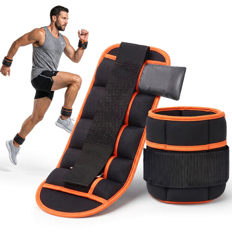 Everfit Adjustable Ankle Weights, 1 Pair (0.9-4.55Kg) Removable Sandbags for Women & Men, Wrist Weights & Leg Weights for Home Gym, Pilates, Walking, Strength Training