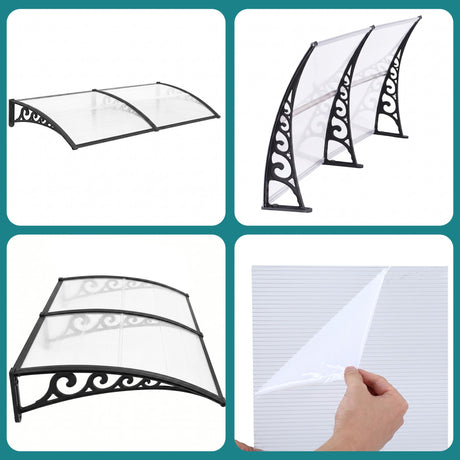 Instahut Window Door Awning 0.8mx2m Transparent