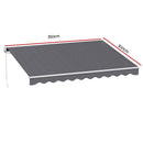 Instahut Retractable Folding Arm Awning Manual Sunshade 3.5M X 3M Grey