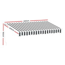 Instahut Retractable Folding Arm Awning Manual Sunshade 4Mx3M Grey White
