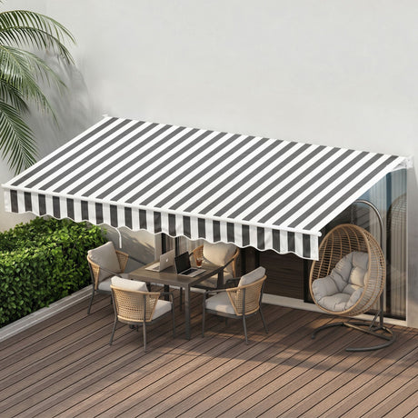 Instahut Retractable Folding Arm Awning Manual Sunshade 4.5Mx3M Grey White
