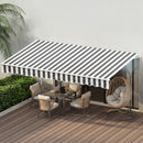 Instahut Retractable Folding Arm Awning Motorised Sunshade 4.5Mx3M Grey White