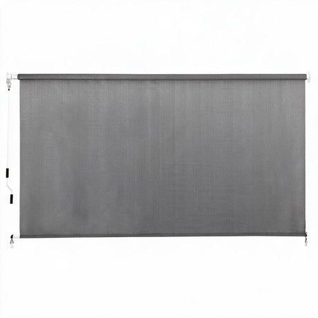 Instahut 3X2.5M HDPE Straight Drop Awning Outdoor Roller Blind Shade Screen Grey