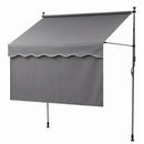 Instahut 2.1M x 1.8M Manual Pivot Arm Awning With Front Curtain Grey