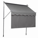 Instahut 2.1M x 1.8M Manual Pivot Arm Awning With Front Curtain Grey