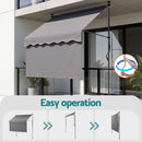 Instahut 2.1M x 1.8M Manual Pivot Arm Awning With Front Curtain Grey