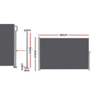 Instahut 2X3.5M Side Awning Retractable Privacy Screen Outdoor Sun Shade Grey