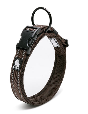 True Love Heavy Duty Reflective Dog Collar - Brown, L-1962324887427223552