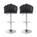 Artiss Bar Stool X2 Kitchen Dining Counter Gaslift Chair Adjustable Velvet Grey