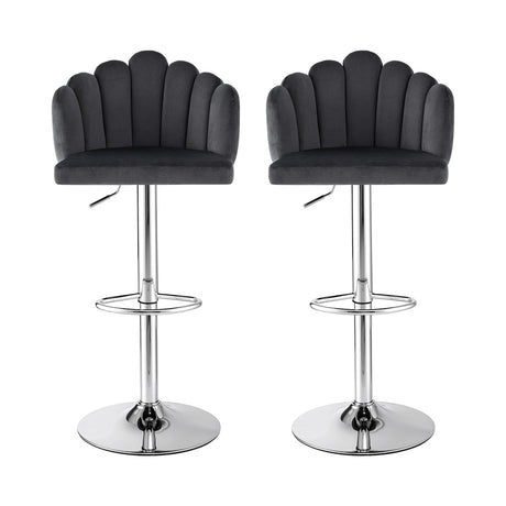 Artiss Bar Stool X2 Kitchen Dining Counter Gaslift Chair Adjustable Velvet Grey
