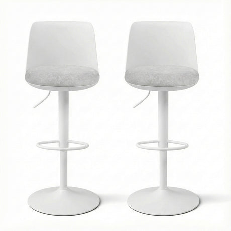 Artiss 2x Bar Stools Kitchen Swivel Gas Lift Counter Dining Chair Curved White