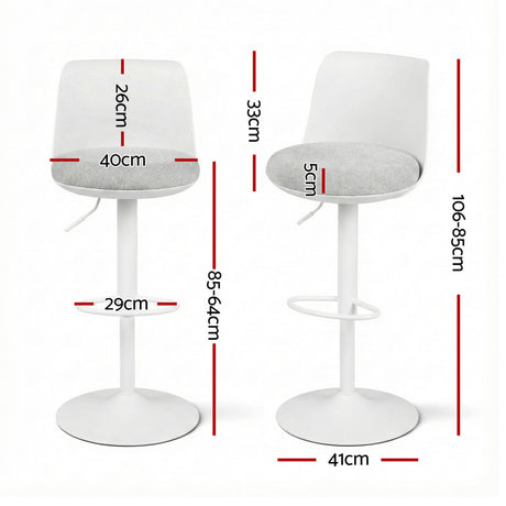 Artiss 4x Bar Stools Kitchen Swivel Gas Lift Counter Dining Chair Curved White