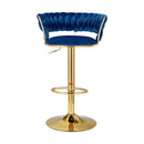 Artiss 2x Bar Stools Gas Lift Velvet Woven Backrest Navy