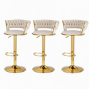 Artiss Bar Stools X3 Kitchen Counter Chair Gas Lift Velvet Woven Backrest Ivory