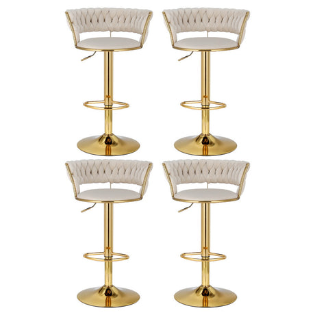 Artiss 4x Bar Stools Gas Lift Velvet Woven Backrest Ivory