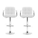 Artiss 2x Bar Stools Leather Gas Lift w/Armrest White
