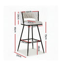 Artiss 2x Bar Stools Kitchen Dining Chair Counter Stool Woven Velvet Metal Ivory