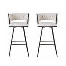 Artiss 2x Bar Stools Kitchen Dining Chair Counter Stool Woven Velvet Metal Ivory