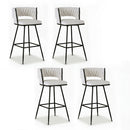 Artiss 4x Bar Stools Kitchen Dining Chair Counter Stool Woven Velvet Metal Ivory
