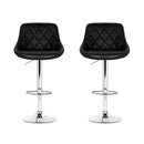 Artiss 2x Bar Stools Leather Padded Gas Lift Stool Black