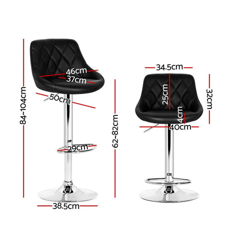 Artiss 4x Bar Stools Leather Padded Gas Lift Black