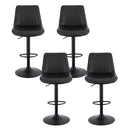 Artiss 4x Bar Stools Kitchen Swivel Gas Lift Counter Chair Diamond Leather Black