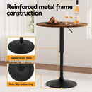 Artiss Height Adjustable Bar Table 360 Swivel Round Gaslift Design 60cm Rustic Brown Black