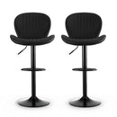 Artiss 2x Bar Stools Kitchen Swivel Gas Lift Counter Chair Shell Leather Black