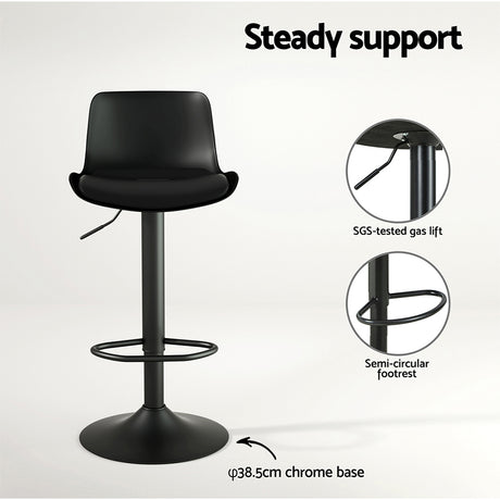 Artiss 2x Bar Stools Padded Seat Gas Lift Black