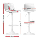 Artiss Bar Stools Kitchen Swivel Gas Lift Stool Leather Dining Chairs White x2