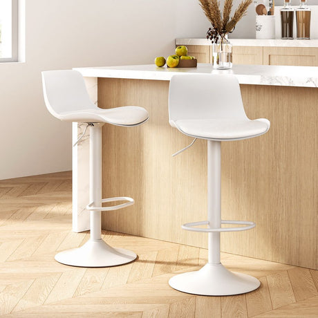 Artiss Bar Stools Kitchen Swivel Gas Lift Stool Leather Dining Chairs White x2