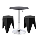 Artiss Bar Stools and Table Set 3PCS Dining Desk Kitchen Chair PVC Leather Black