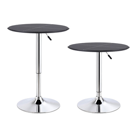Artiss Bar Stools and Table Set 3PCS Dining Desk Kitchen Chair PVC Leather Black