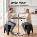 Artiss Bar Stools and Table Set 3PCS Dining Desk Kitchen Chair PVC Leather Black