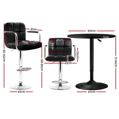Artiss Bar Table and Stools Set Dining Desk Kitchen Chairs Cafe Pub