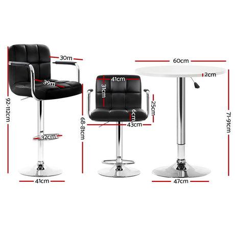 Artiss Bar Table and Stools Set Dining Desk Kitchen Chairs Cafe Pub