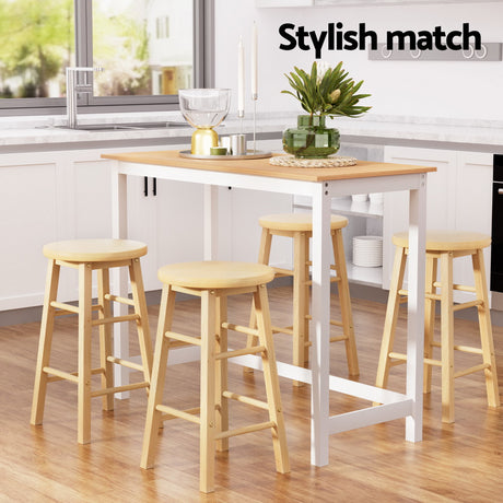 Artiss Bar Table and Stools Set Dining Desk Kitchen Chairs Cafe Pub