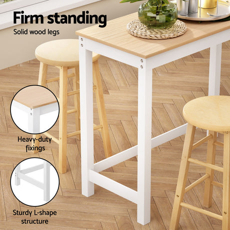 Artiss Bar Table and Stools Set Dining Desk Kitchen Chairs Cafe Pub