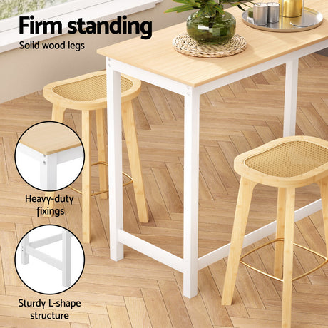 Artiss Bar Table and Stools Set Dining Desk Kitchen Chairs Cafe Pub