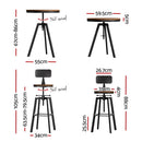 Artiss Bar Table and Stools Set Dining Desk Industrial Kitchen Chairs Cafe Pub