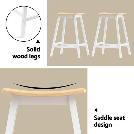 Artiss Bar Table and Stools Set Dining Desk Solid Wood Kitchen Chairs Cafe Pub