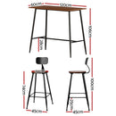 Artiss Bar Table and Stools Set Dining Desk Kitchen Chairs Cafe Pub