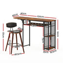 Artiss 3PCS Bar Table and Stools Set Dining Table Solid Wood Kitchen Chairs Cafe Pub