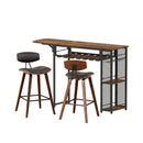 Artiss 3PCS Bar Table and Stools Set Dining Table Solid Wood Kitchen Chairs Cafe Pub