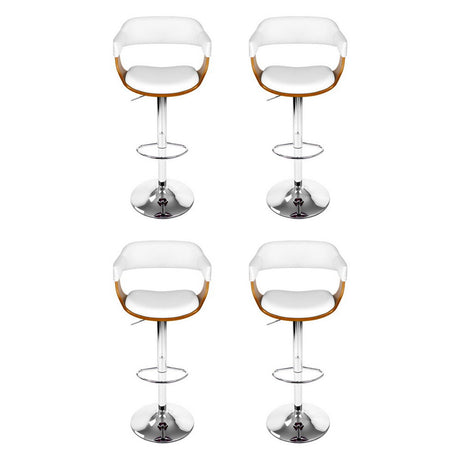 4x Artiss Bar Stools Gas Lift Leather with Armrest White