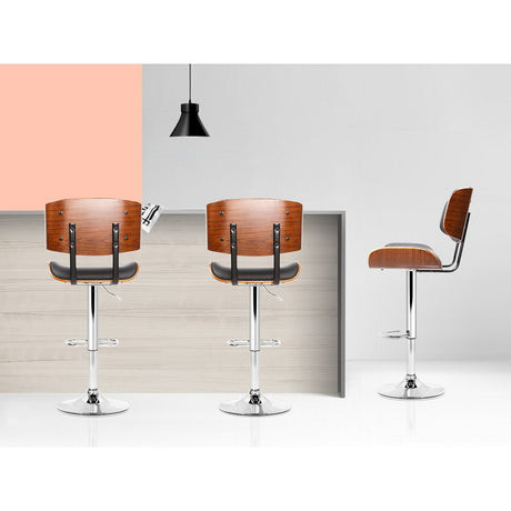 Artiss 2x Bar Stools Gas Lift Leather Black
