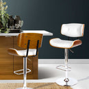 Artiss Bar Stools Gas Lift Leather White